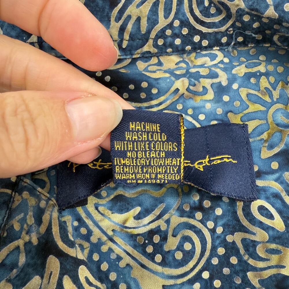 PETE HUNTINGTON Long Sleeve Shirt Mens Size XL Blue Gold Hand Dyed Button Front - Picture 6 of 9